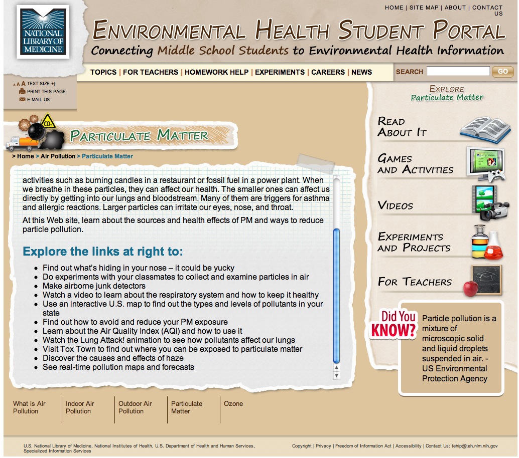 Environmental Health Student Portal | Recurso educativo 40294