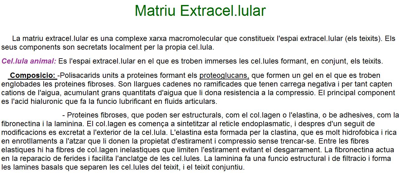 La matriu extracel·lular | Recurso educativo 49794