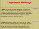 Important holidays | Recurso educativo 58905