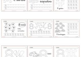 Fichas para trabajar con números. El número ocho | Recurso educativo 115068